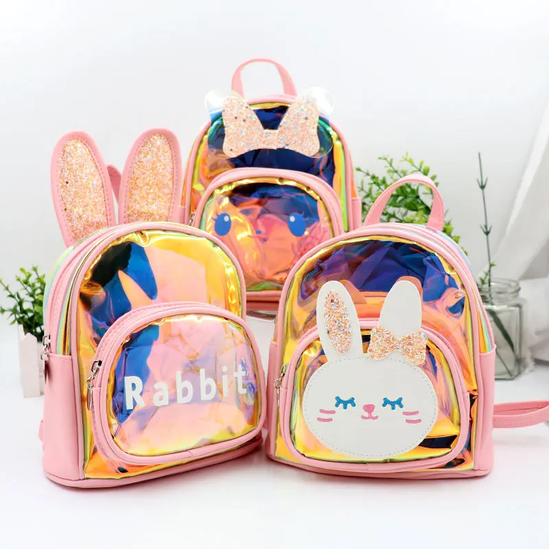 

Qetesh Kids Fashion Bag 2020 Holographic Transparent Cartoon Kids Bags, Customized color