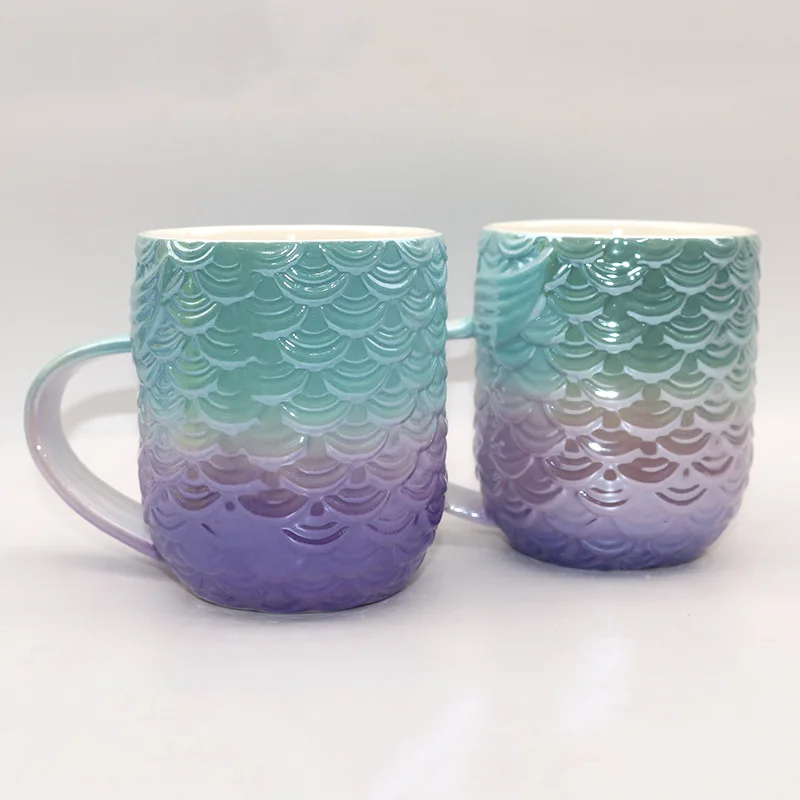 

Unique Ceramic Dream Mermaid Mug 3D Magic Color Fish Tail Coffee Mug, Purple