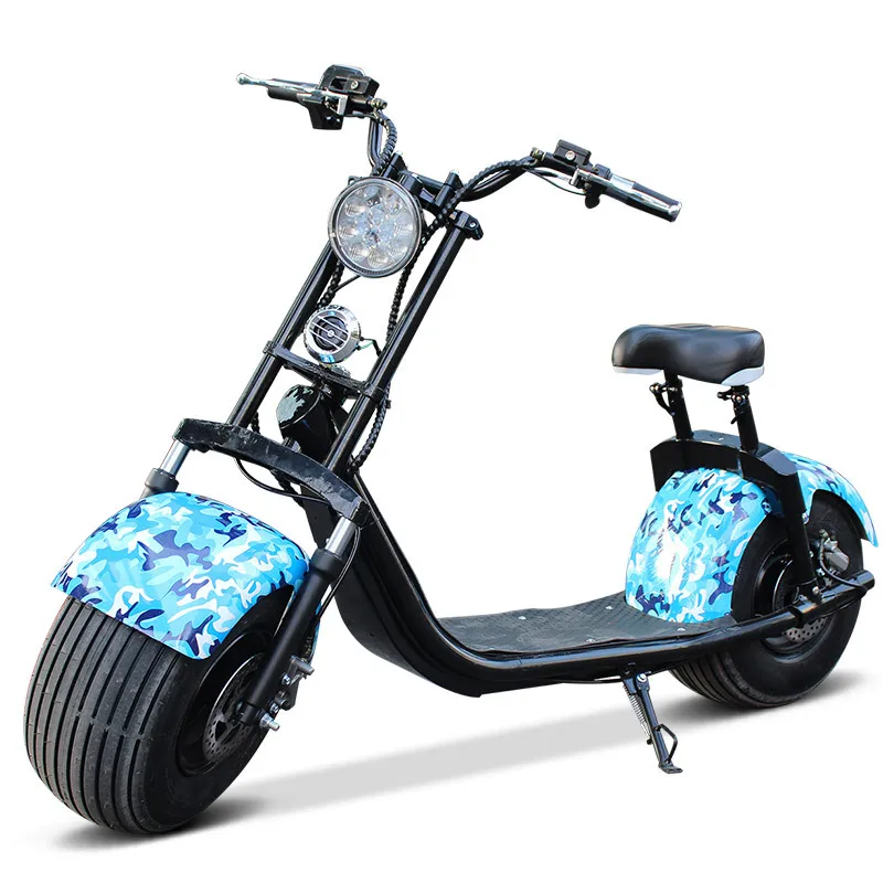 

Removable Battery Fat Tire Electric Scooter 60KM City Coco Electrical Motorcycle 2000W with CE, Black