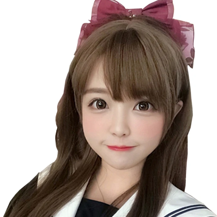 

Long Straight Brown Hair with Bangs 20 INCH Lolita Harajuku Princess Sweet High Temperature Silk Cosplay COS Wig, Pic showed