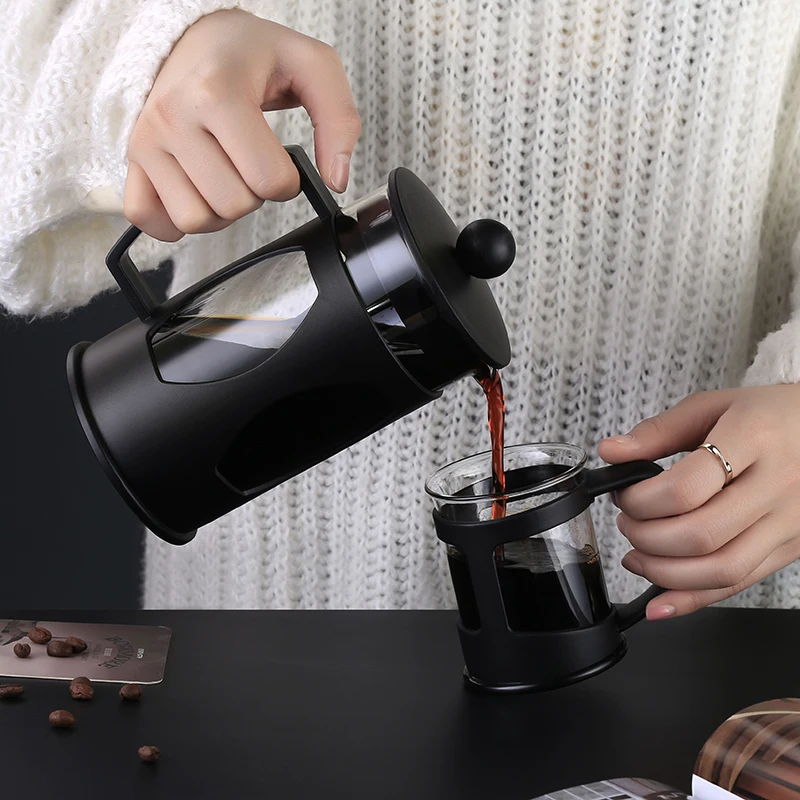 

European style 600ml classic black plastic french coffee press