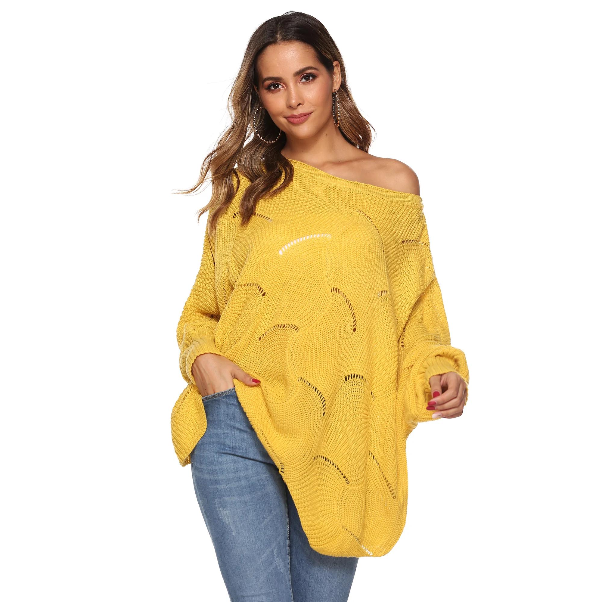 

Oversized Pullover Long Sleeve Knitted Sweater Pullover Knitted Top Fashion Basic Loose Women Knitted Top