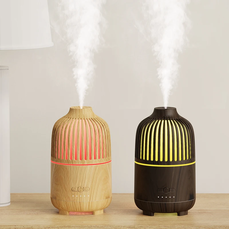 

Portable 500ml Ultrasonic Wood Grain Air Humidifier Mini Aroma Diffuser With 7 Colors Led Lights