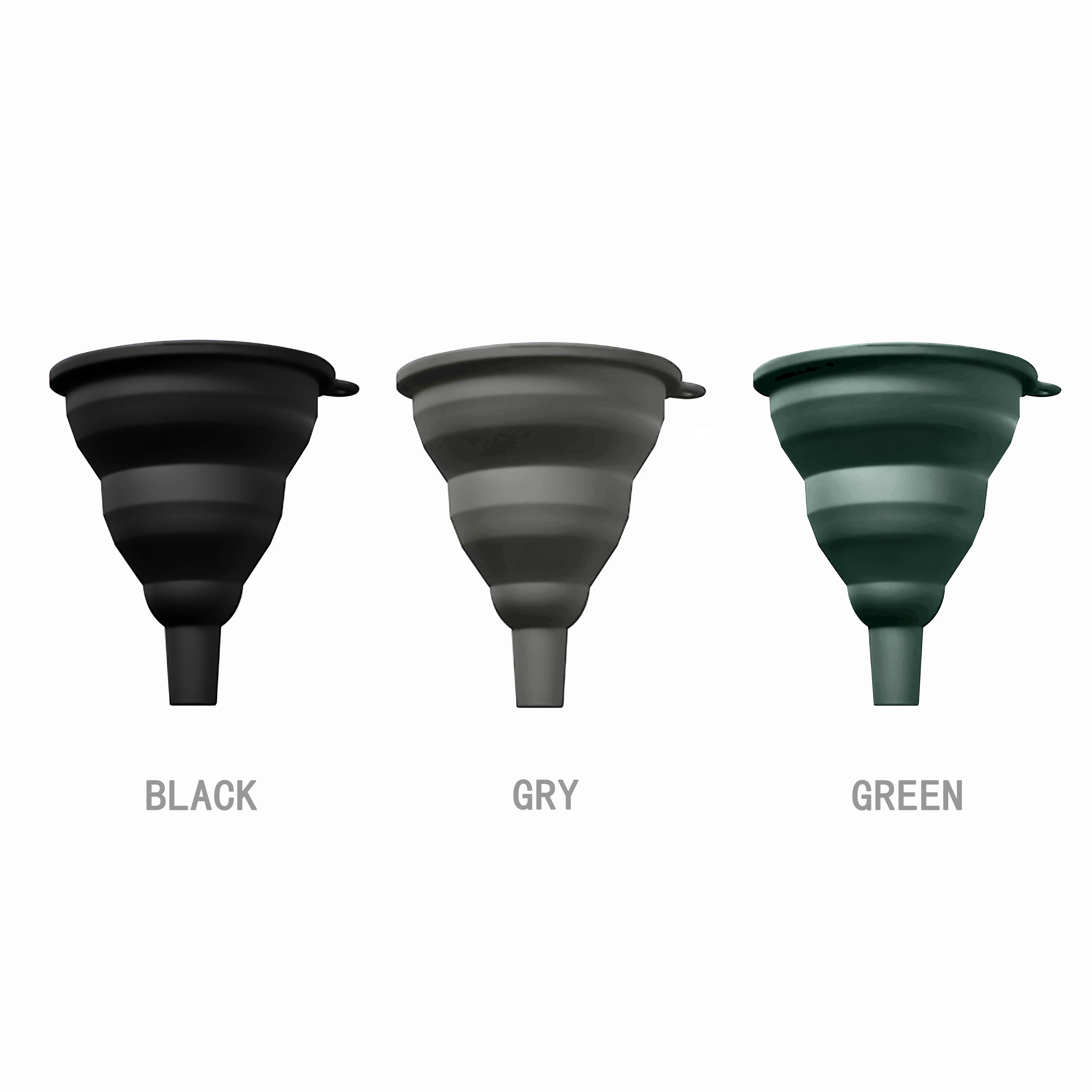 

Best selling items new smart kitchen tools and gadgets 2021 food safe cheap wholesale good quality silicone folding funnel set, Black, green, grey