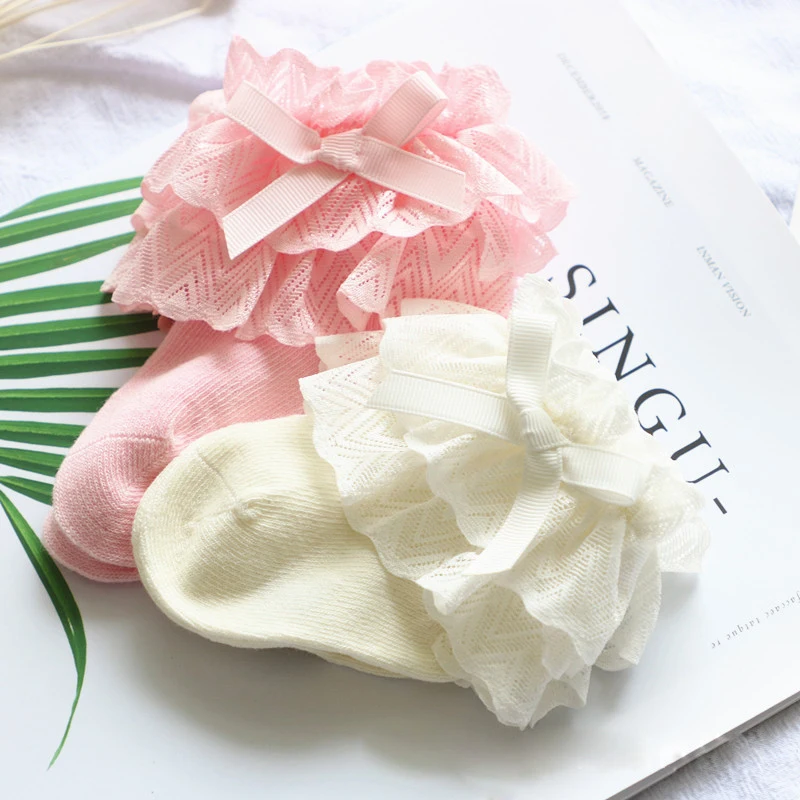 

Newborn Infant Toddler Baby Bowknot Lace Floral Short Socks Girls Kids Princess Cotton Ruffle Frilly Trim Ankle Socks