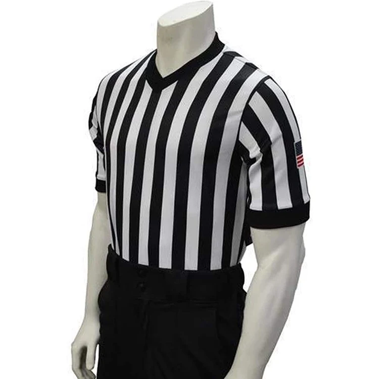 

Goods Men's Official Uniform Black and White Stripe Pro-Style V-Neck Referee Shirt, Officiating Jersey for Basketball, Custom color