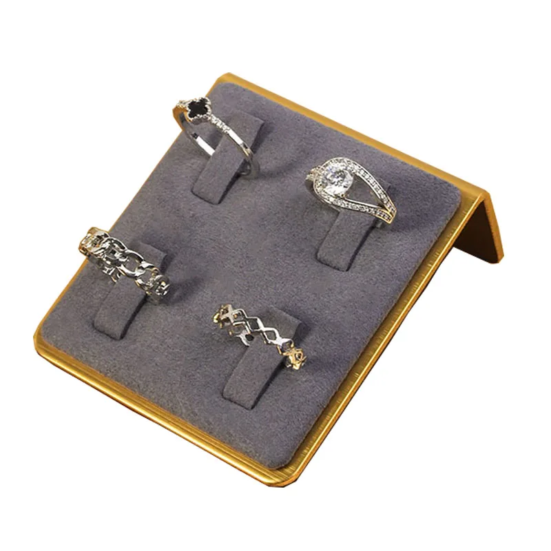 

New design metal ring stand PU coating luxury jewelry display tray
