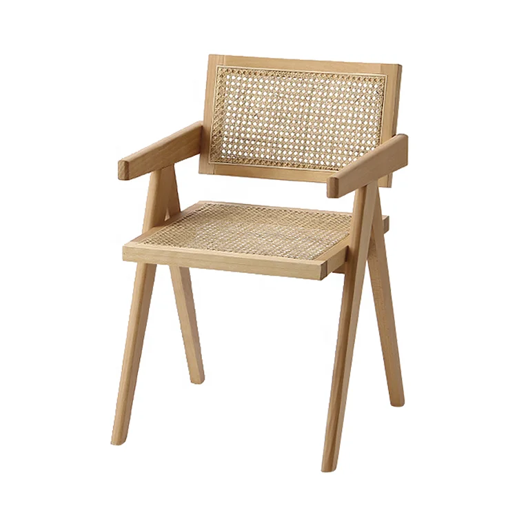 Modern  Style Natural Color Wooden Rattan Easy Chair For Living Room On Sale