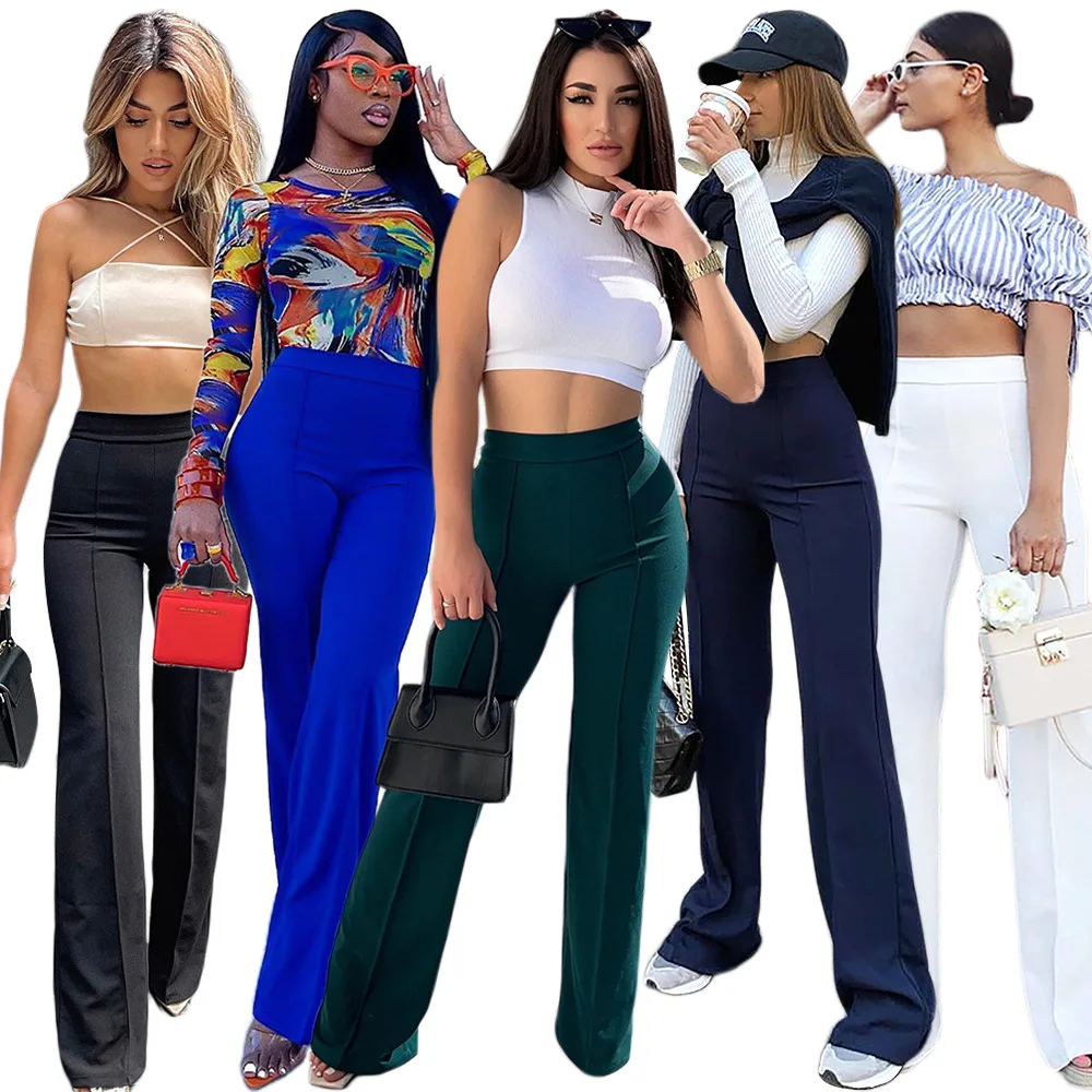 

2024 Spring Summer New Solid Colour Casual Straight Suit Trousers For Women