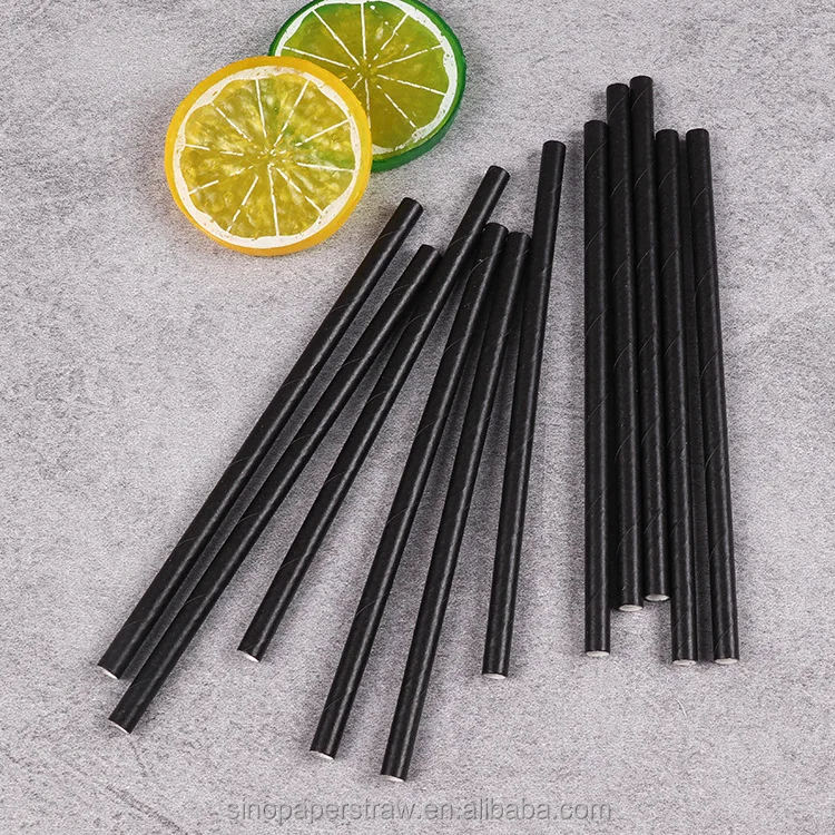 

Free Samples 6mm 8mm 10mm 12mm 13mm Black Color Paper Straw, Milkshake Paper Straw