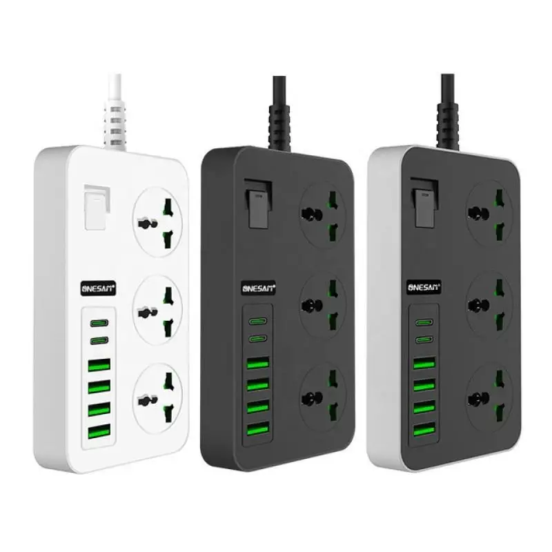 

Power Strip Plug AC Outlet Multiprise Extension Cord Electrical Socket PD USB C Ports Phone Fast Charger Network Filter EU UK US