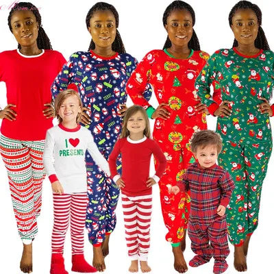 

Fashion Casual Winter Christmas Family Matching Parent-child Print Plaid Matching Christmas Pyjamas Family Set Sleepwear Pajamas