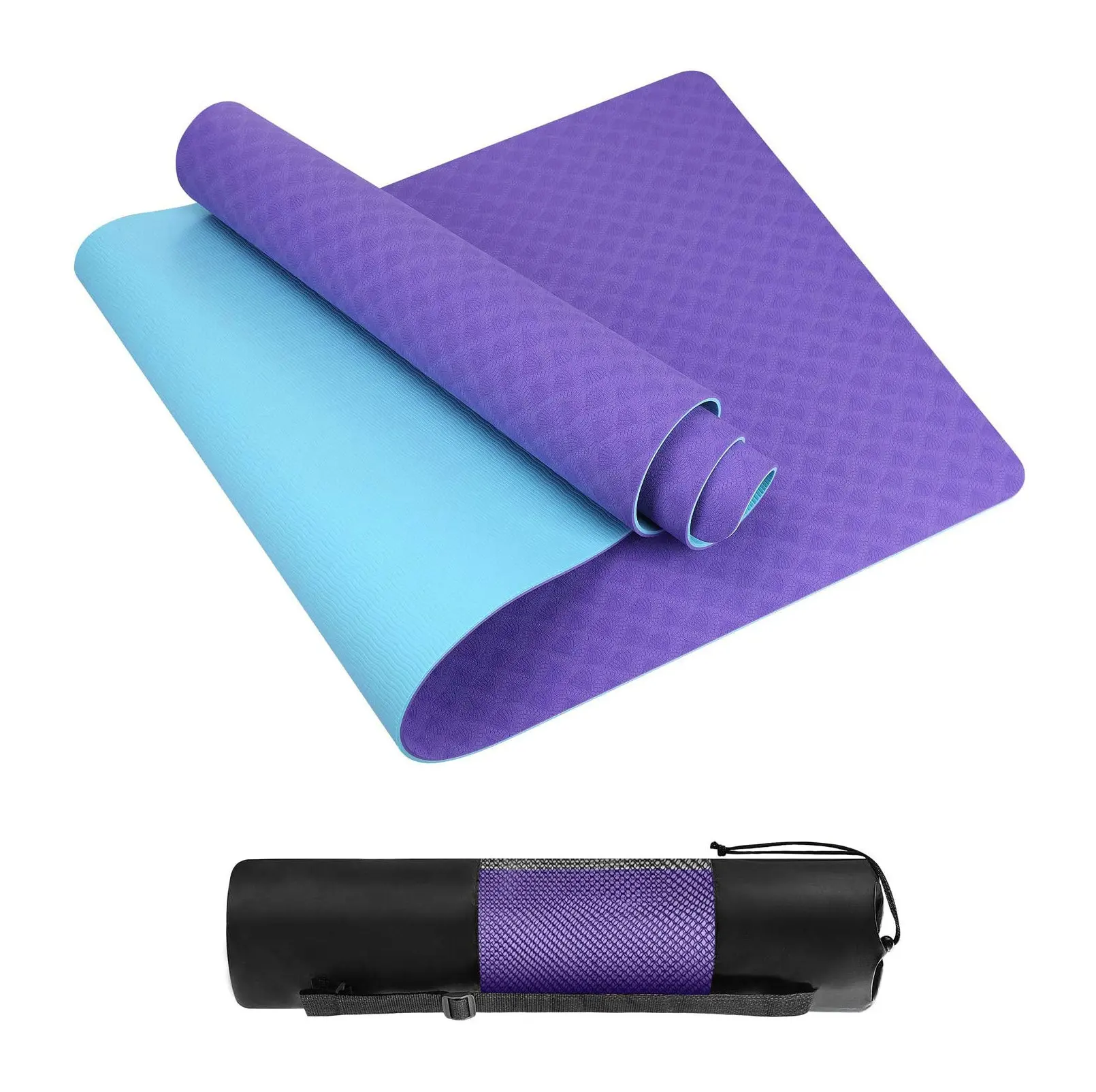 

Wholesale high quality classic gym home fitness exercise eco friendly non slip tpe yoga workout mat with carrying strap and bag