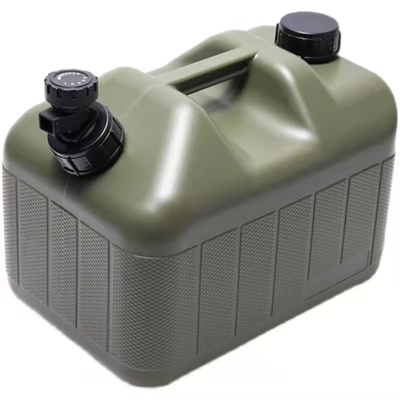 

Factory Outdoor Hiking Camping Water Storage Plastic Large Container Tank Portable PC Liquid Bottles The Faucet With Lid, Army green and brown