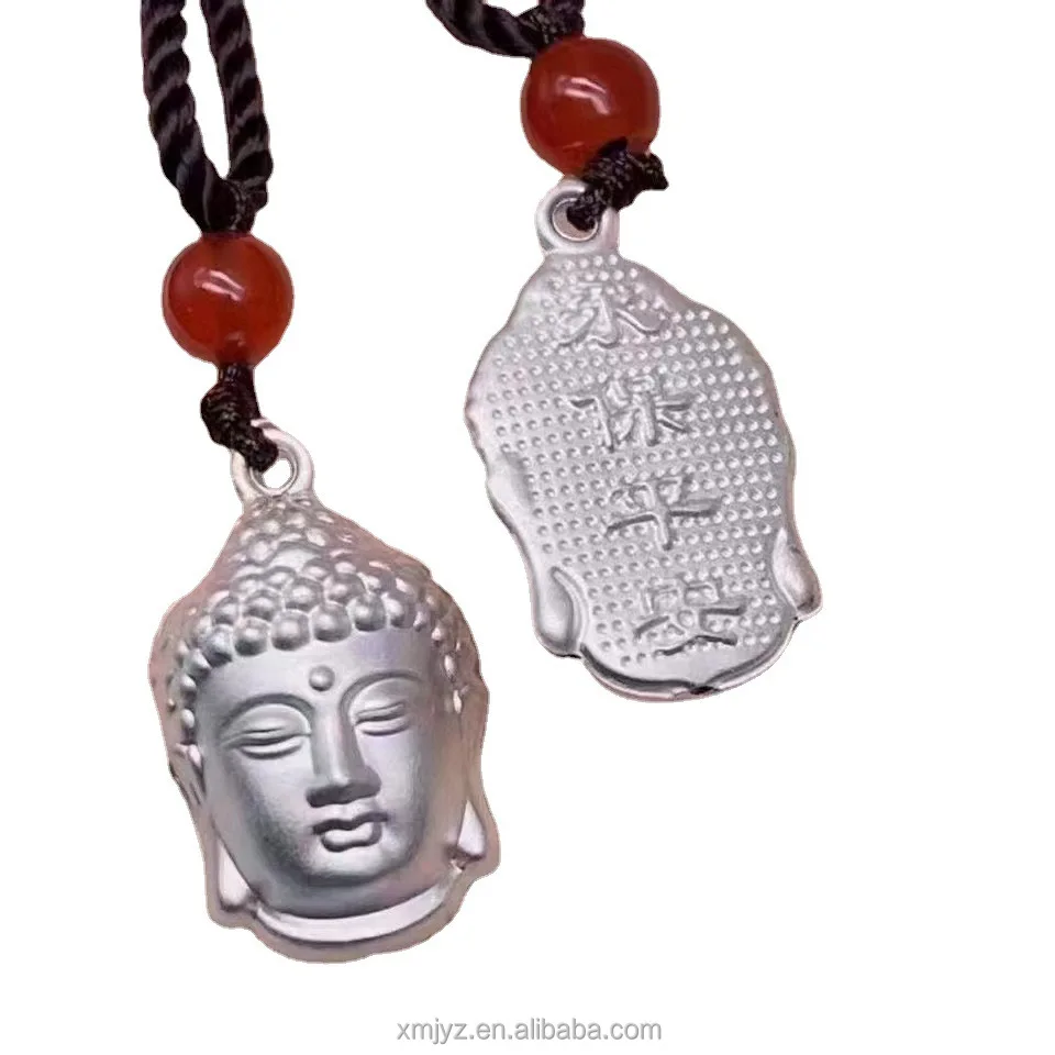 

Brass Silver Plated Buddha Head Necklace Internet Hot Men And Women Lucky Maitreya Buddha Pendant Bring Fortune And Peace Gift