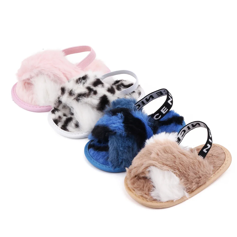 

Fashion Hot Sale Plush Slip-On Baby Casual Shoes Indoor for Girls Shoes Girls Slippers, Blue/white/pink/brown/gray/leopard