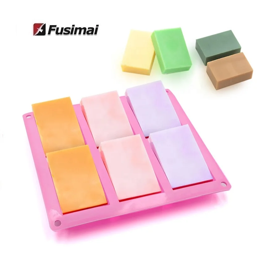 

Fusimai Custom Silicone Soap Mold, DIY 6 holes Soap Molds, Rectangle Baking Mold Cake Pan Biscuit Chocolate Mold, As picture or as your request