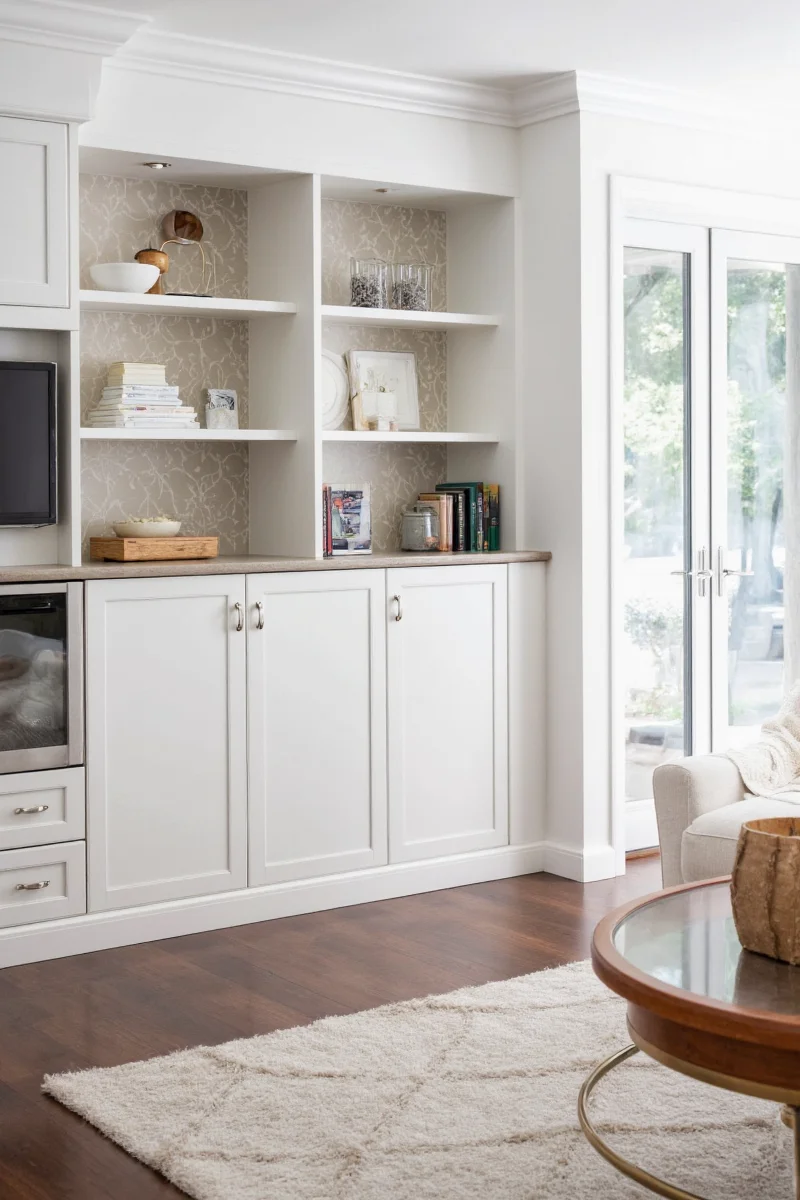 Scratch-resistant cabinet surface close-up