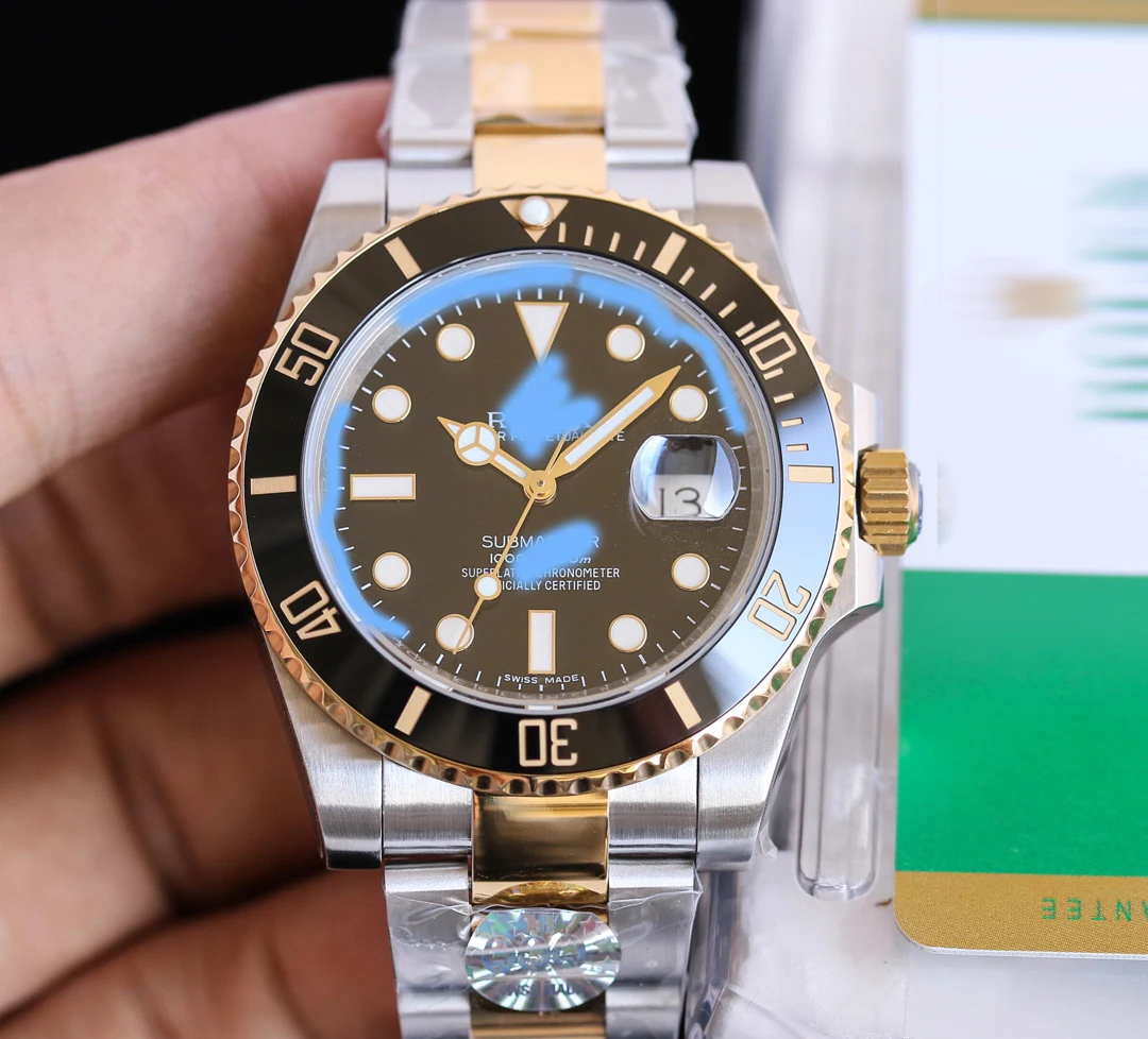 
rollex noob watch N factory V9 two tone submarine 116613 noob diver watch 2836 movement 