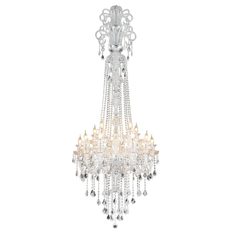 

Luxury Crystal Chandelier Modern K9 Glass Chandelier Large Hotel Lobby Living Room Villa Decroation Long Chandelier CZ2874/L10, Transparent color