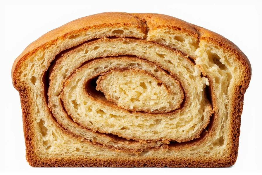 Cross-section of apple cinnamon swirl loaf showing perfect spiral pattern and moist crumb