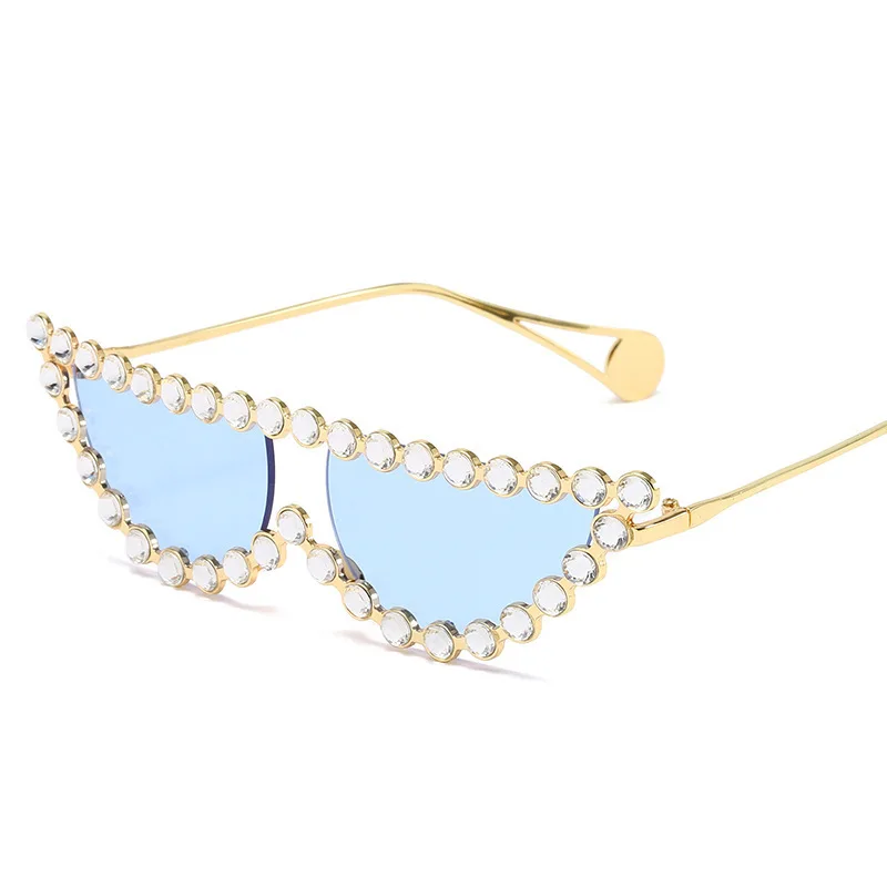 

Jewelry Fashion High quality custom Half Diamond Frame Unisex Women Glasses Shades Sunglasses 2020