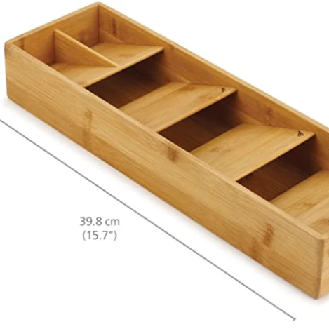 

DrawerStore Compact Cutlery Organizer Kitchen Drawer Tray, Small, Bamboo, Natural