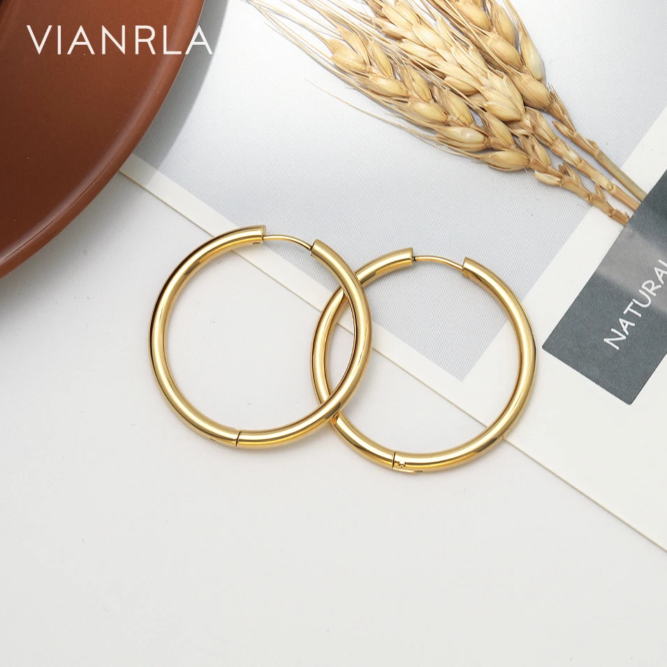 

VIANRLA Stainless Steel 36mm Big Hoop Earrings Minimalist Daily Party Women Fashion Jewelry Gift New Arrival Drop Shipping