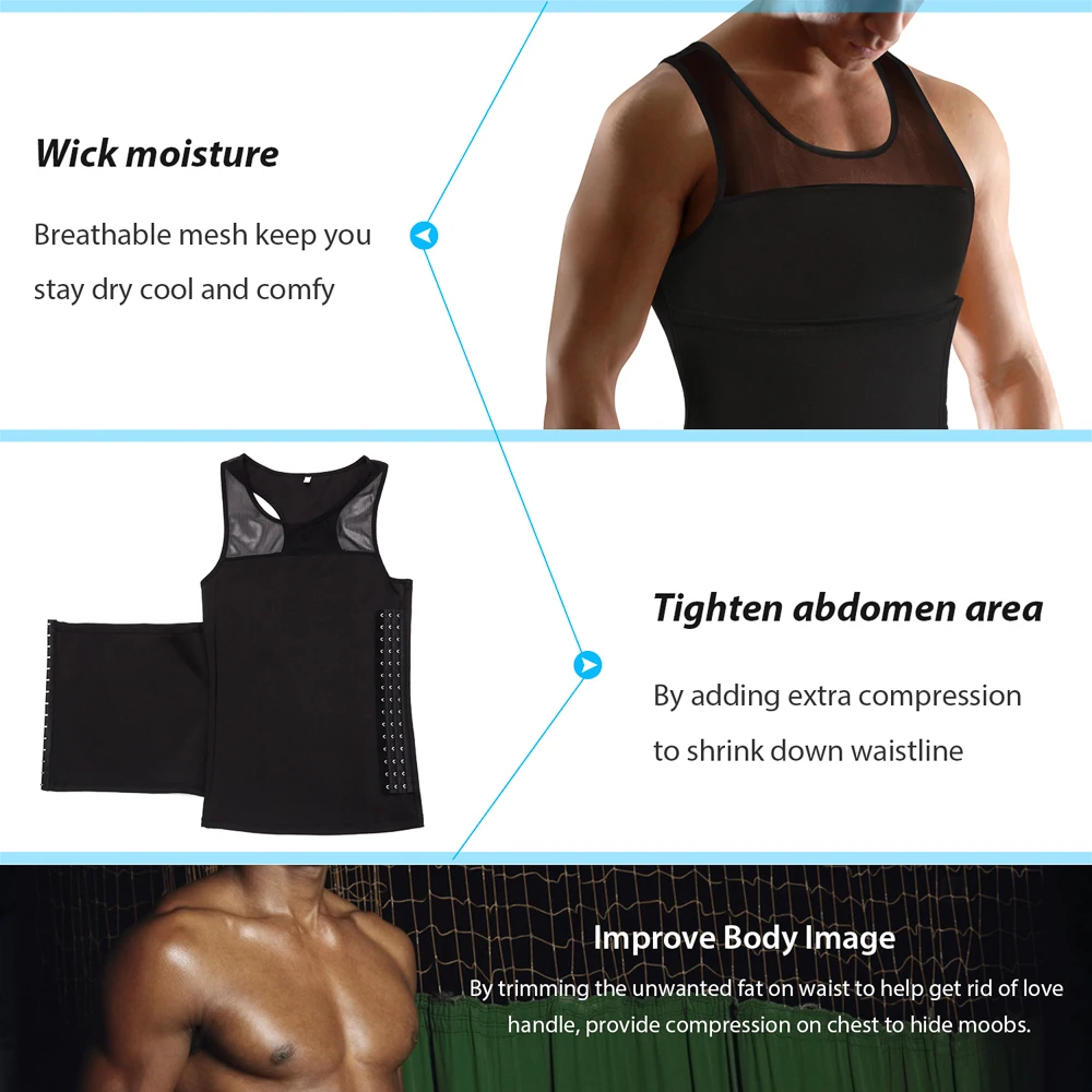 Men Belly Shaped Control Panel Compression Tank Top Undershirts ...