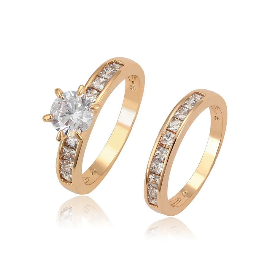 

12888 xuping jewelry Classic Style Fashion Combination Ring Detachable 18K Gold Plated Diamond Couple Ring Set