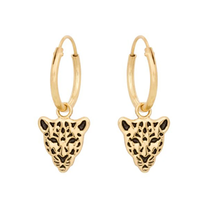 

Fashion all-match S925 sterling silver leopard head wild earrings