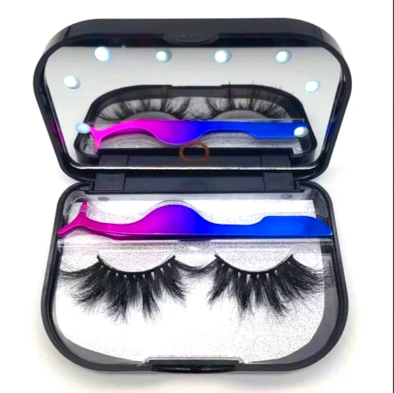 

wholesale led light lashescase mink eyelash packaging box private label lashbox