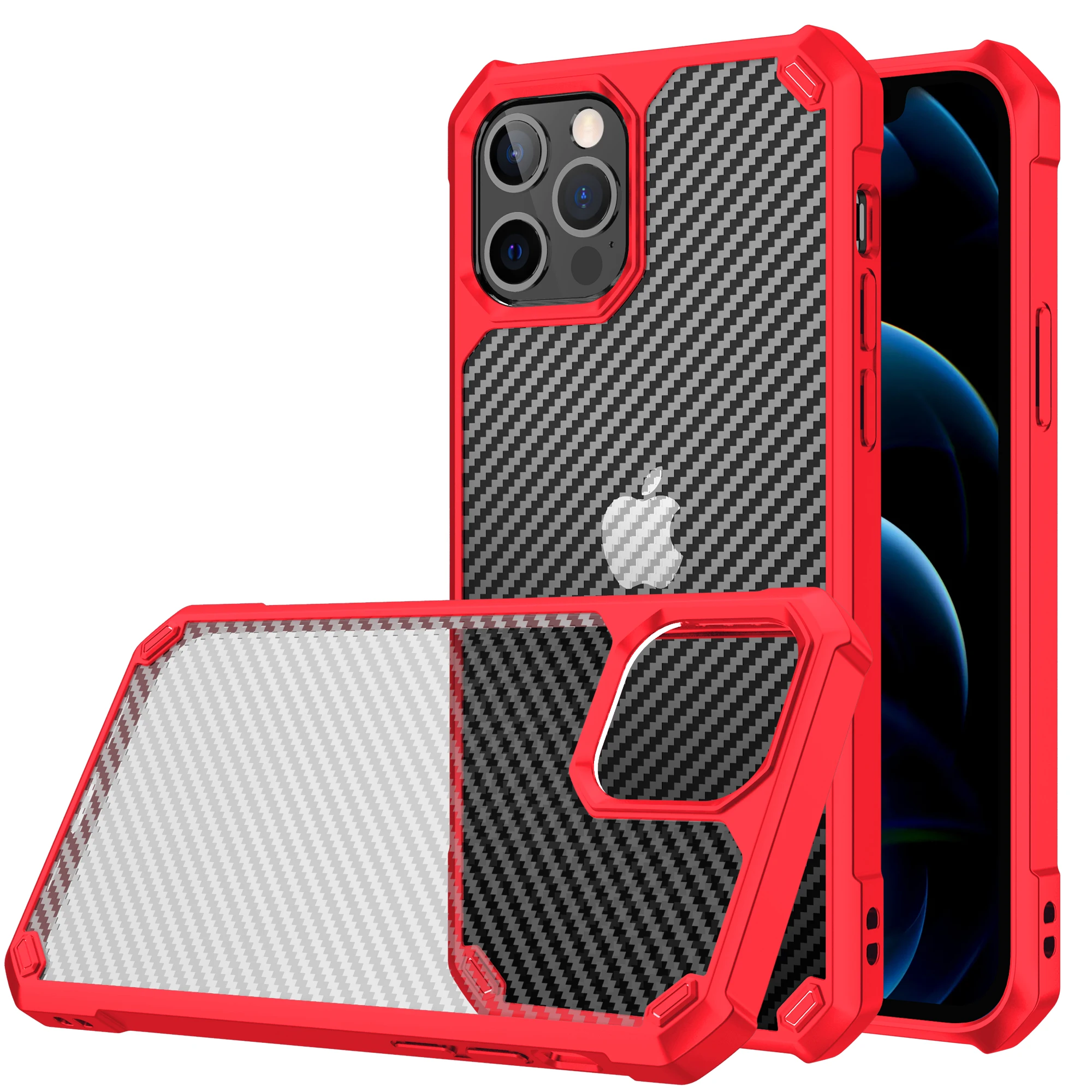 

Shockproof Clear Carbon Fiber Phone Case Acrylic+TPU Phone Case For Samsung Galaxy Note 20 Ultra Anti Shock Hard Back Cover, As picture shows