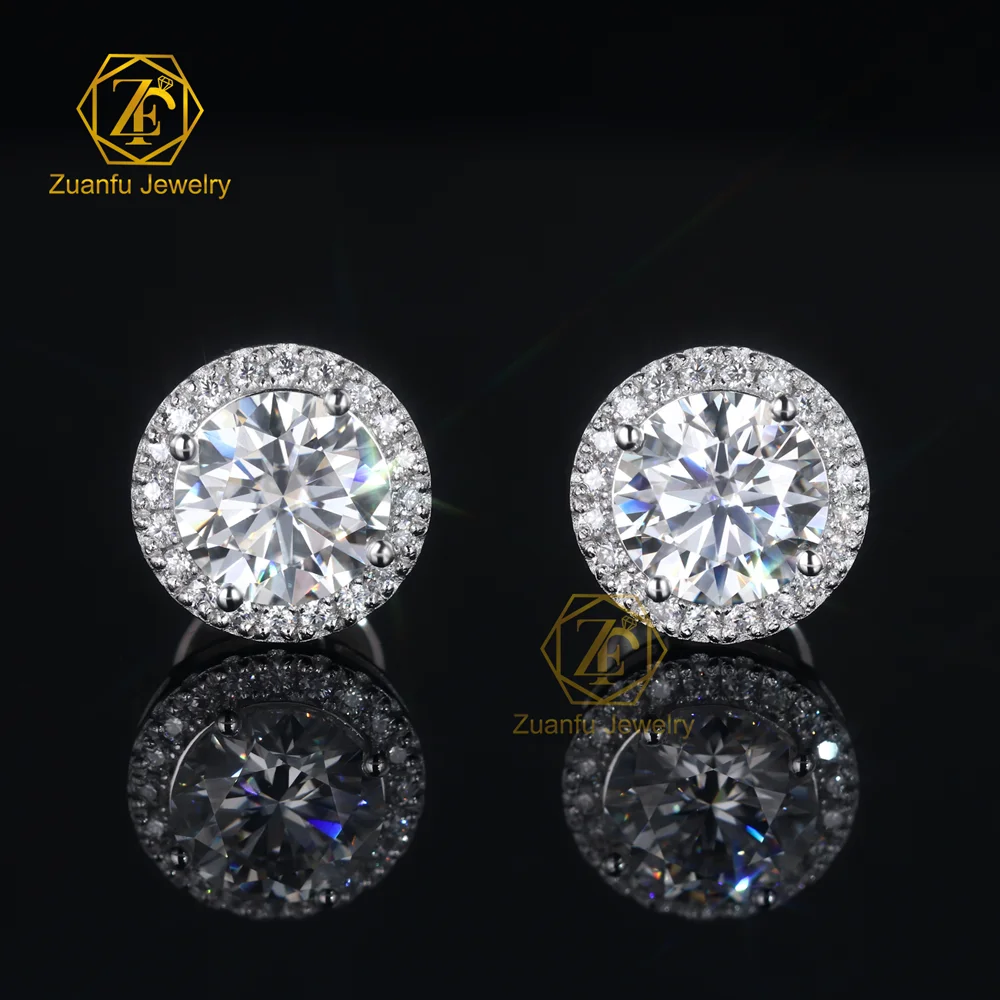 Pass Diamond Tester 925 Silver Gold Plated D VVS 5MM 6.5MM 8MM Moissanite Earring for Men Women
