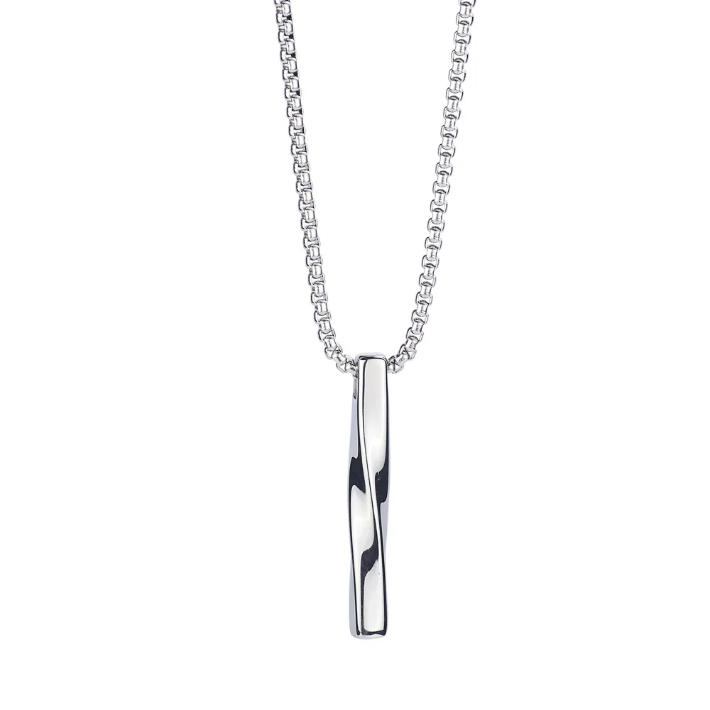 

Trendy wild twist long strip pendant hip hop necklace men and women stainless steel long stick pendant color-fast sweater chain