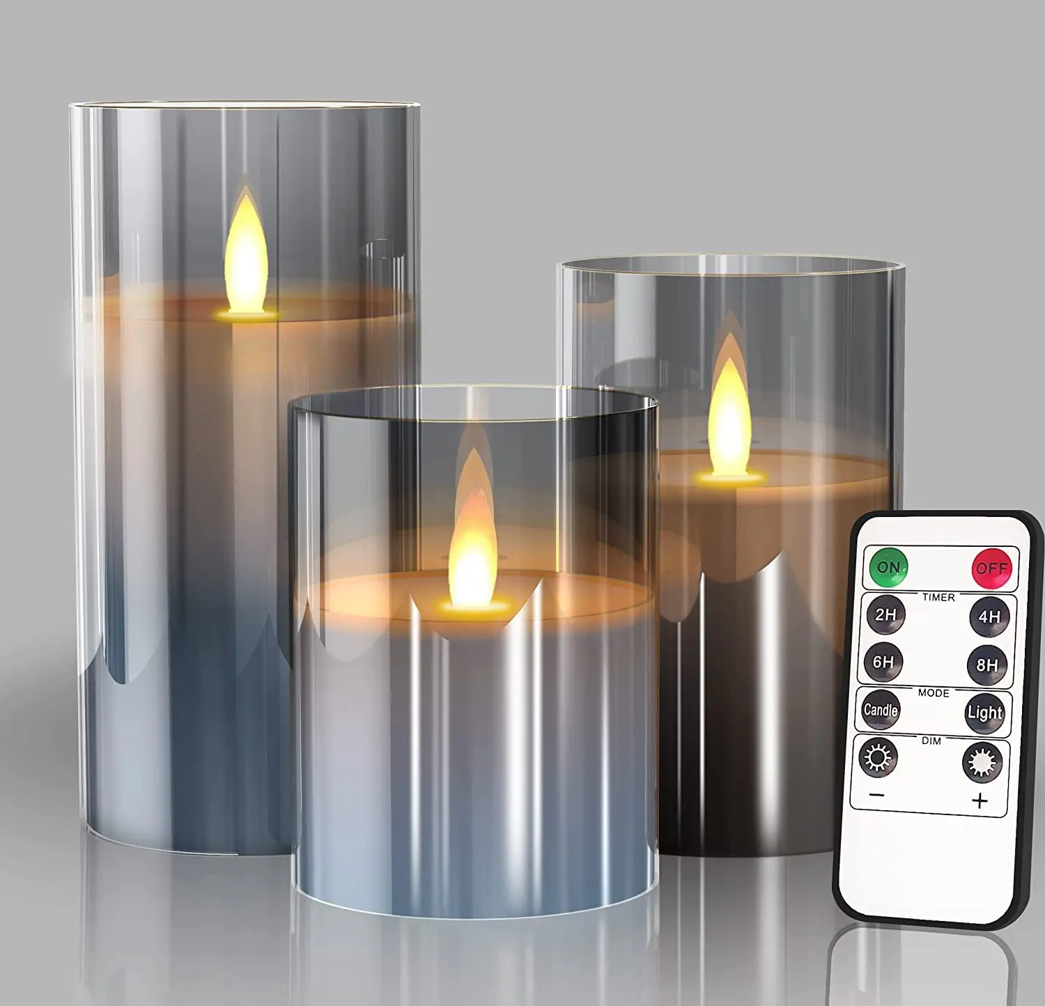 

FASHION 3 Pcs Set Amber Christmas Flickering Flameless Led Candles Set With Remote Control