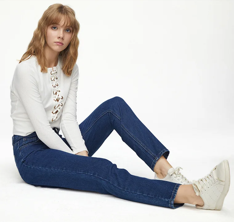 

Women's Jeans Dark Blue High Waist Denim Trousers Women's Loose Casual Pants