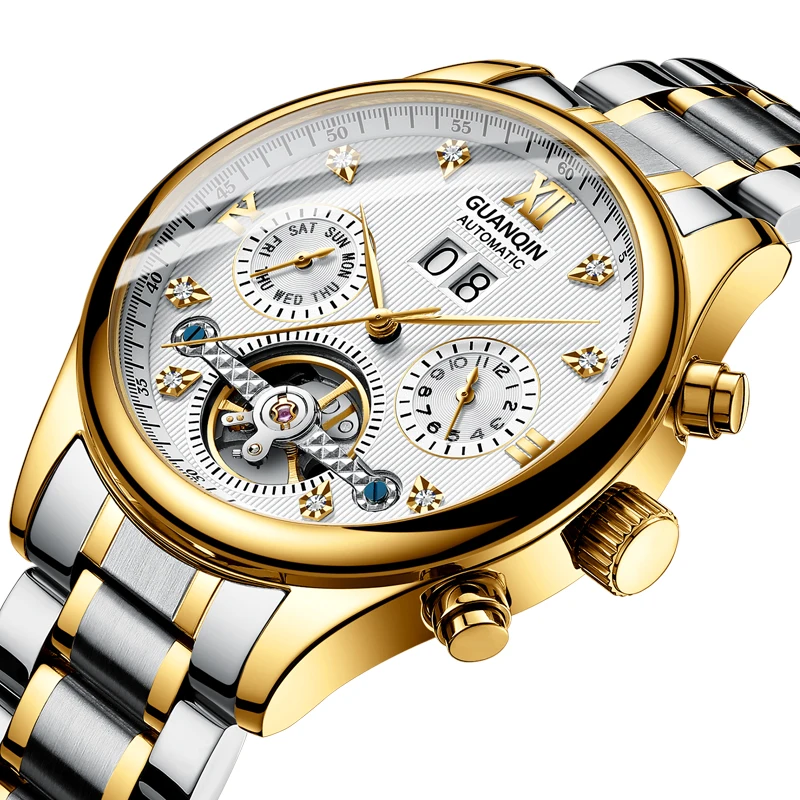 

Custom Logo Original Luxury Brand Automatic Mechanical Tourbillon Watch Men wrist