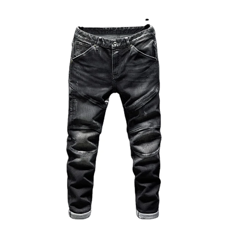 

Classic slim fit luxury man high quality jeans clothing denim trousers for man jeans, Black