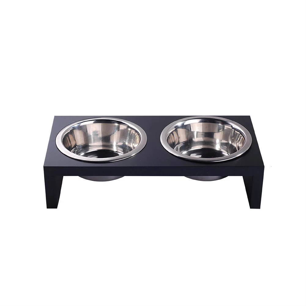 

Double Pet Feeder Raised Dog Feeder Stainless Steel Dog Bowl Pet Feeder with Wooden Frame