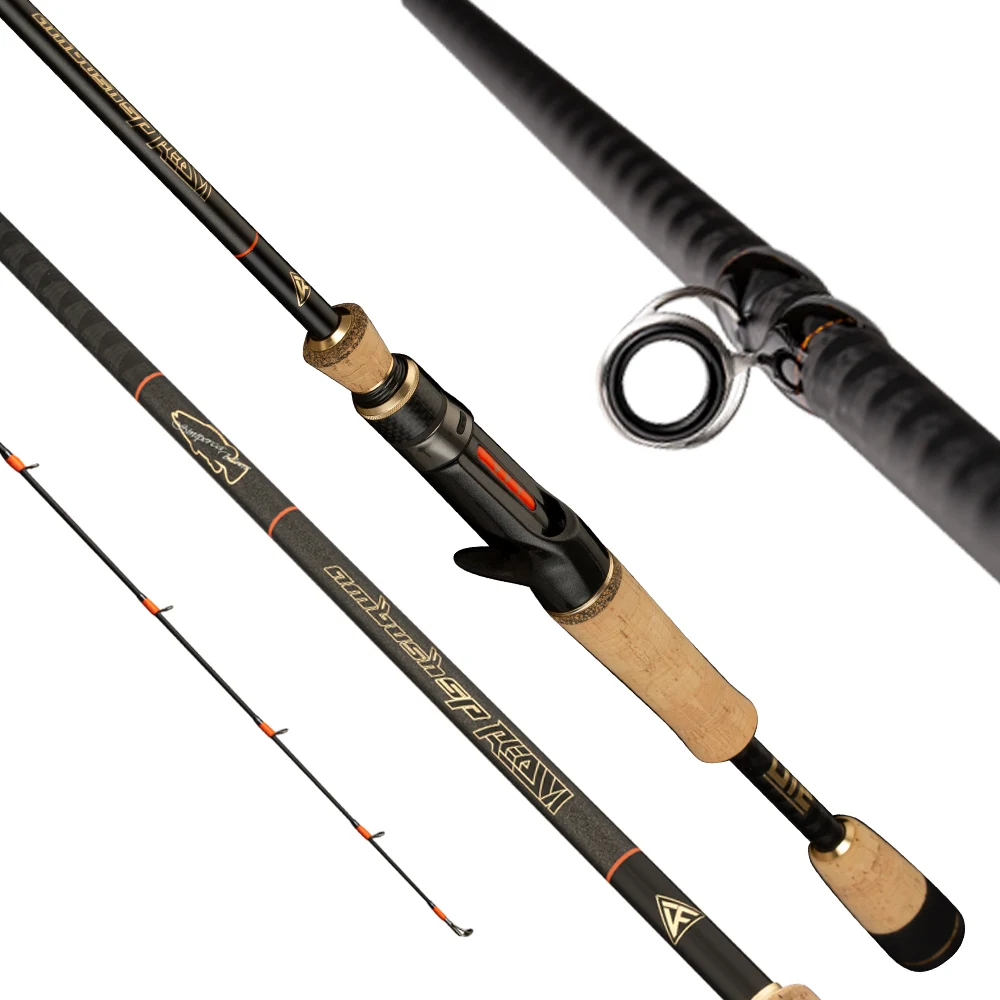 Fuji guide 6'8''/2.03m One section fishing rods Carbon Shallow Crank Bass Trout Cork handle Casting Spinning fishing rods