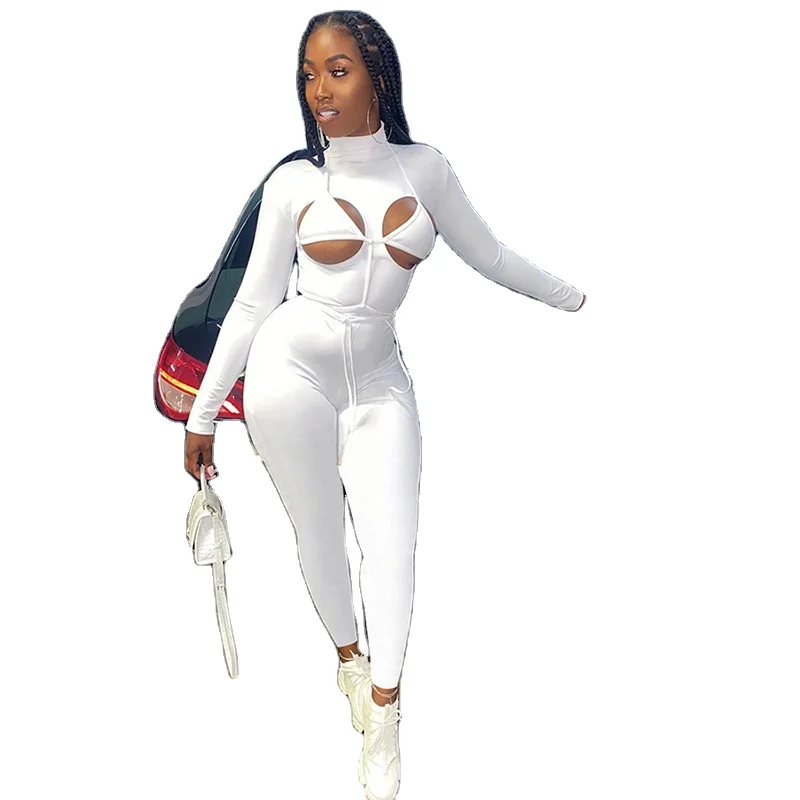 

Sexy Bodycon One Piece Brearhable Jumpsuit 2021 Long Sleeve Girls' Jumpsuits and Rompers Leggings Spring Summer Women Clothing