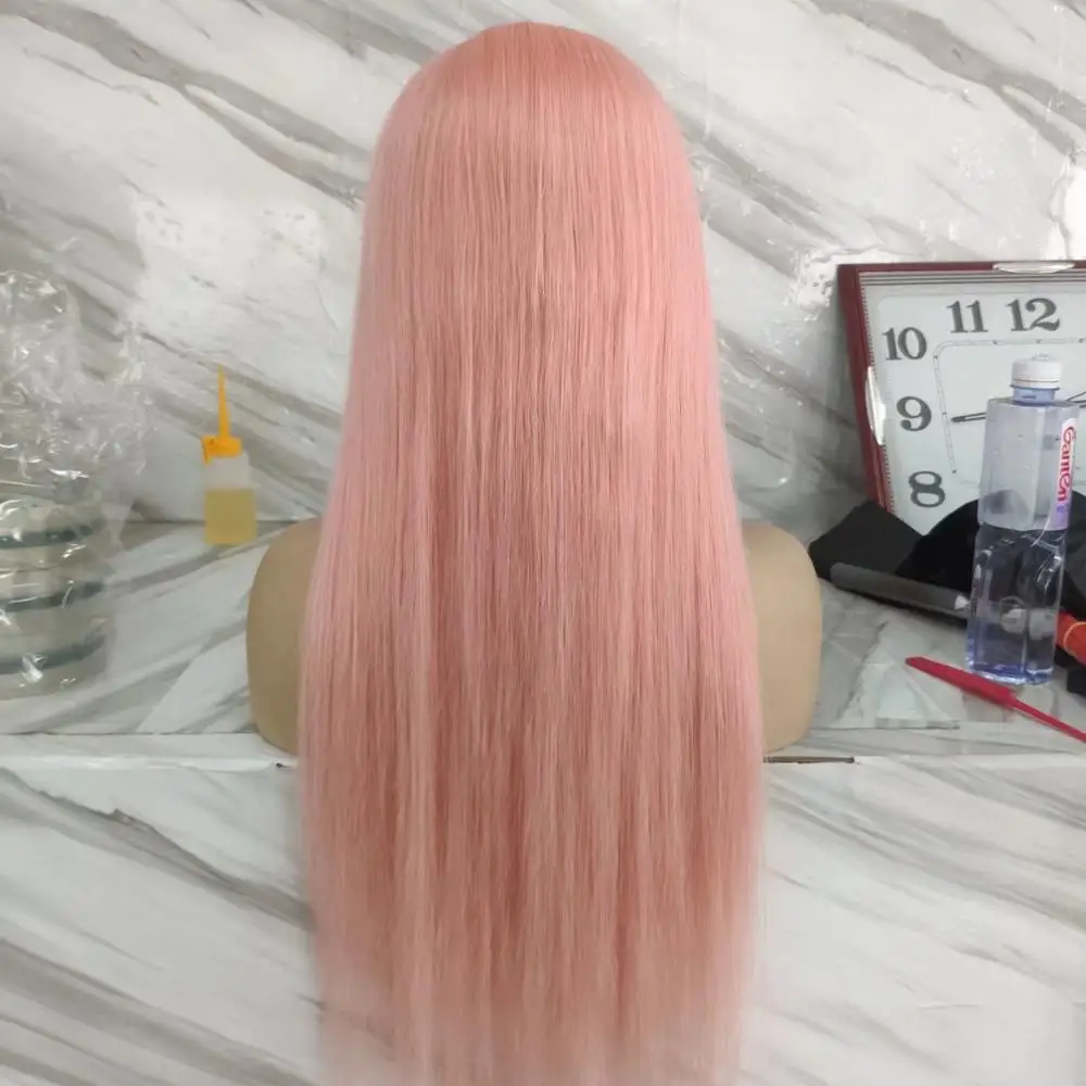 

8-26inch peach light pink, human hair straight bob front lace/full lace wigs middle/ side part/free part custom color available
