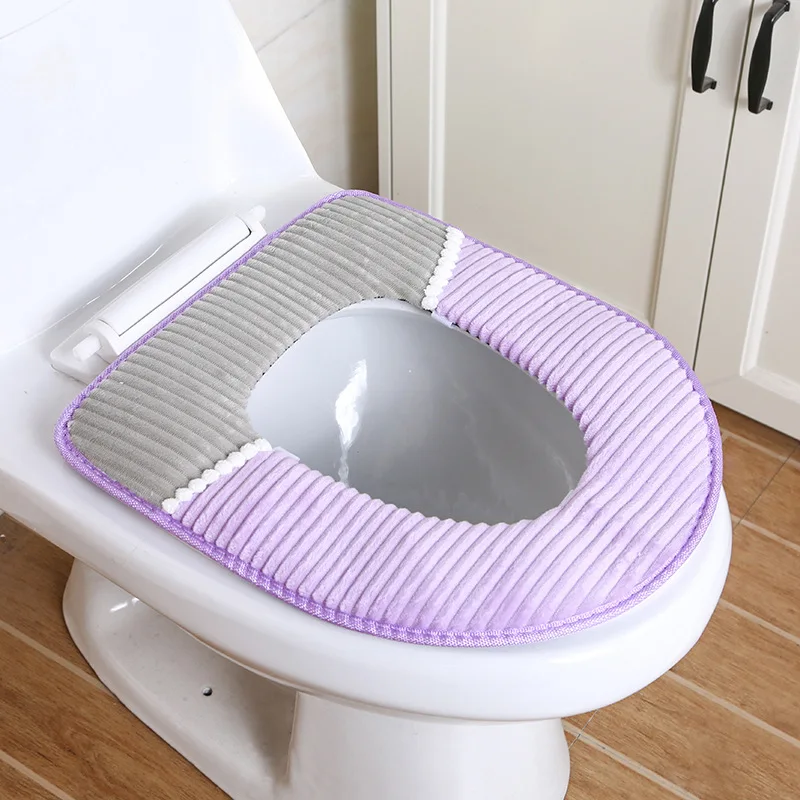 

Plush Toilet Cover Toilet Seat Thickened Pasted Toilet Mat Universal Seat Cover, As show