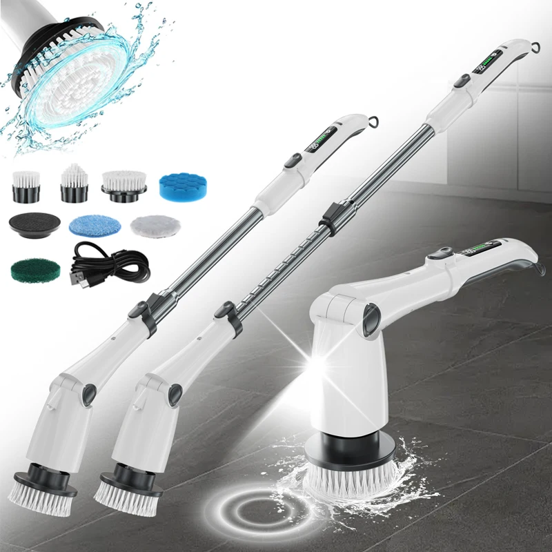Hot Selling Cordless Electric Spin Scrubber Floor Scrubber Kitchen Bathroom Electric Cleaning Brush With 7 Replaceable Brushes