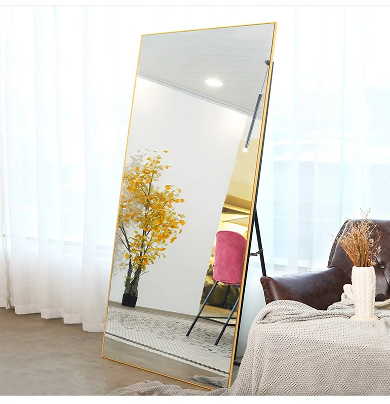 

Wholesale Large Mirror Metal Frame Full Length Dressing Floor Home Makeup Standing Mirror, Black silver white golden gray