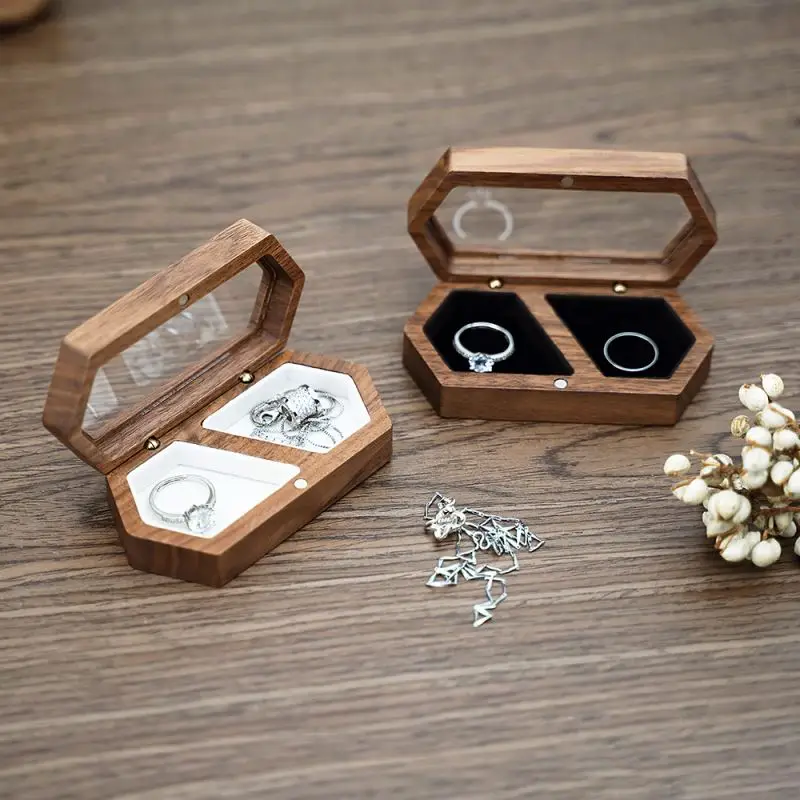 

2022 latest design wood jewelry box with custom logo for ring necklace