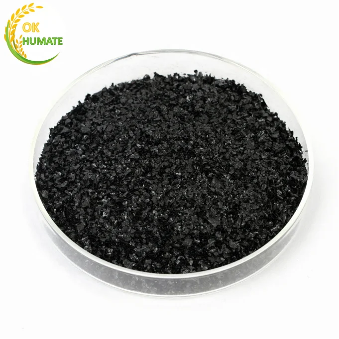 
60 70% shiny flake potassium humate/100% water soluble humic acid fertilizer with low price  (62240801187)
