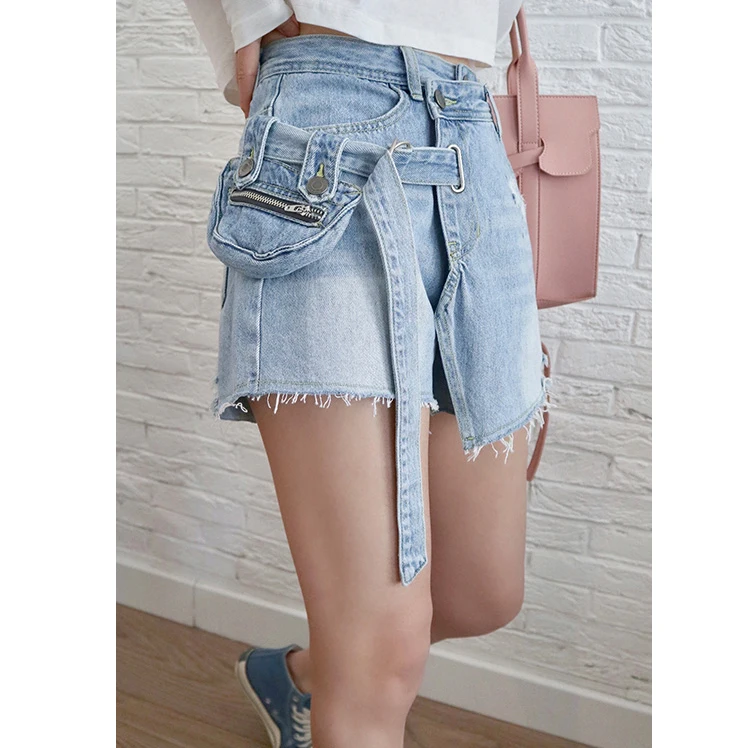 

2020 Biker Womens Clothing Jeans Ripped Denim Shorts For Women, Blue