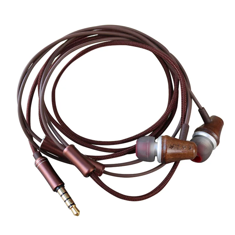
New Sport wooden Earphone Wired 3.5mm wooden Headset Earbud mobile earphone 